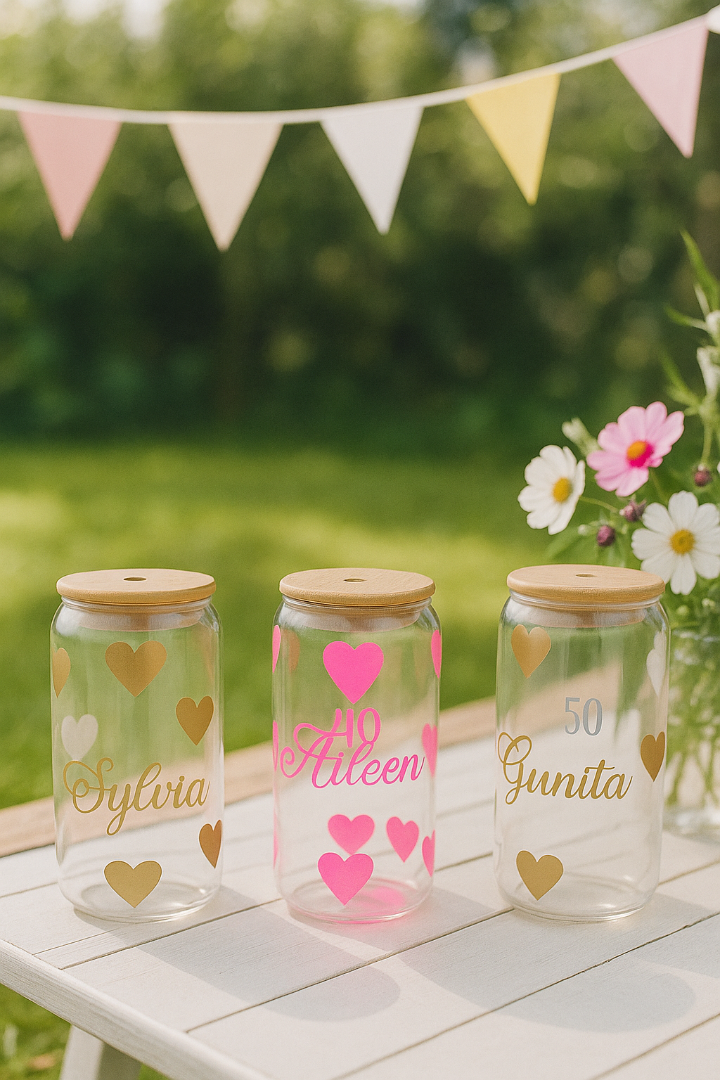 Personalised Birthday Tumbler with Glass Straw – Custom Name, Age & Colour