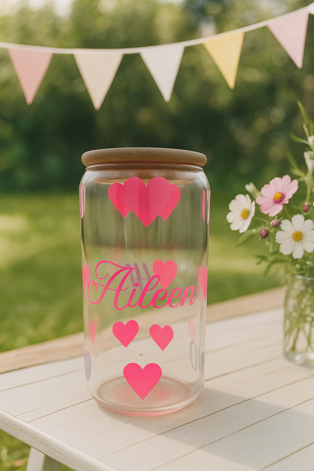 Personalised Birthday Tumbler with Glass Straw – Custom Name, Age & Colour