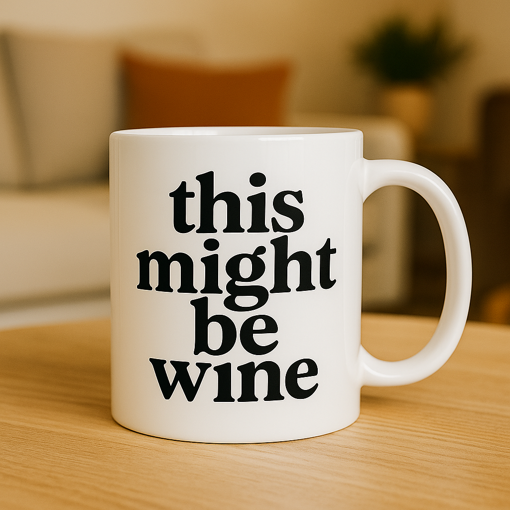 Funny "This Might Be Wine" Mug | Coffee Mug with Sarcastic Quote | Gift for Wine Lovers, Friends, Co-workers | 11oz