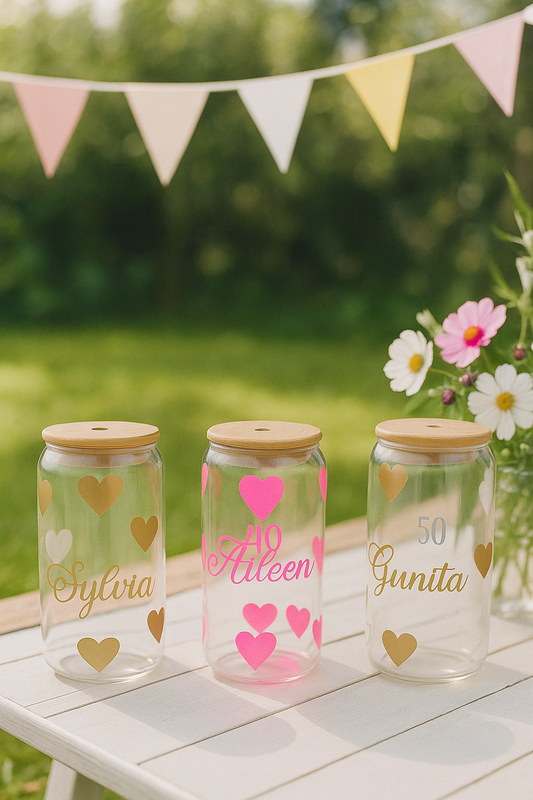 Personalised Birthday Tumbler with Glass Straw – Custom Name, Age & Colour