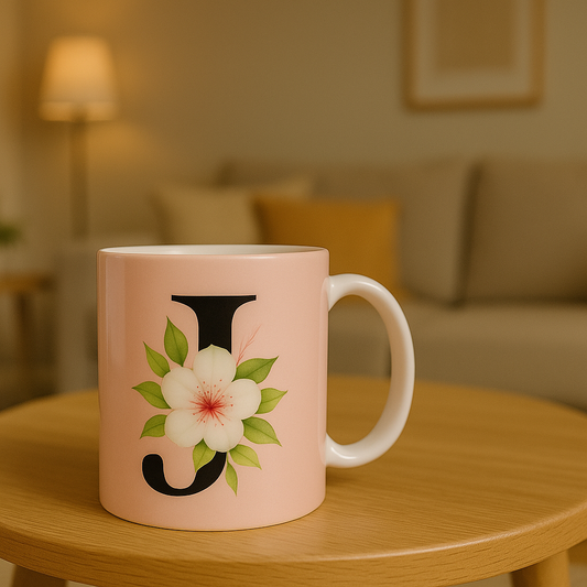 Personalised Floral Monogram Mug – Custom Letter Design