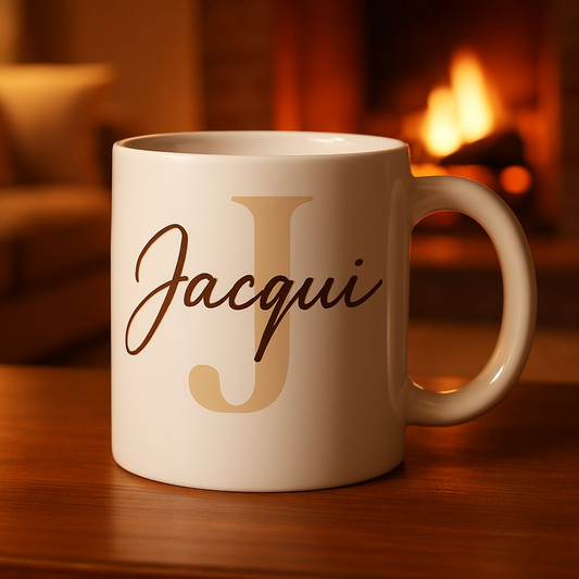 Personalized Name Mug – Elegant Script with Monogram