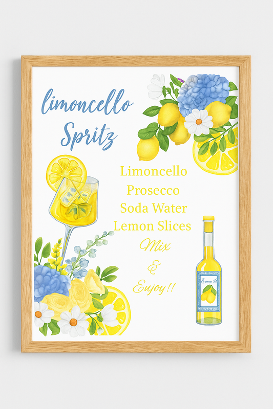 Limoncello Spritz Recipe Printable Wall Art | Digital Download