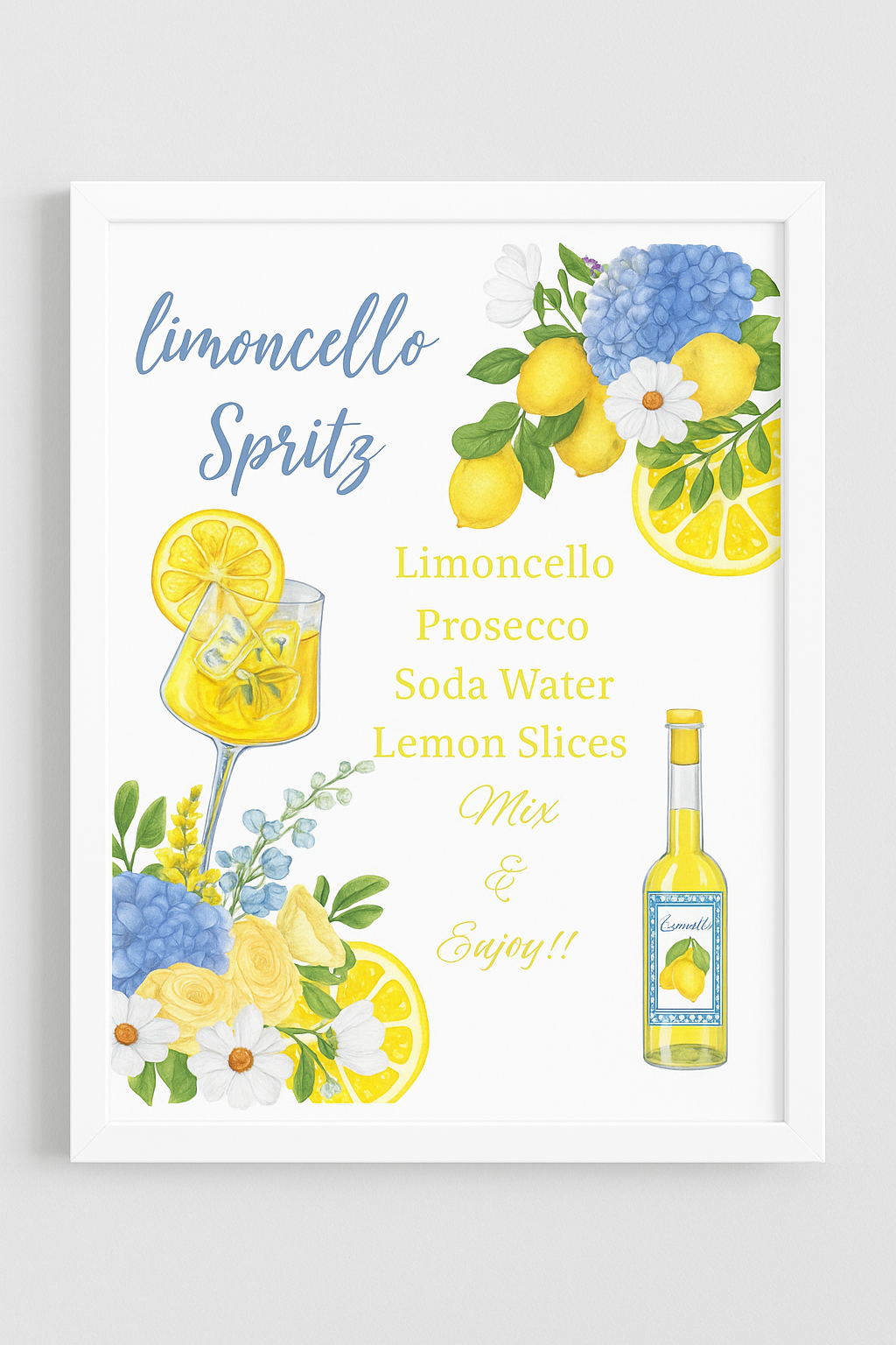 Limoncello Spritz Recipe Printable Wall Art | Digital Download