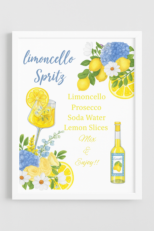 Limoncello Spritz Recipe Printable Wall Art | Digital Download